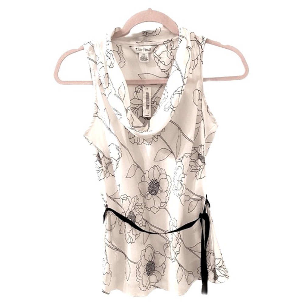 SILK Sleeveless Shell Blouse Top Cowlneck Size XS